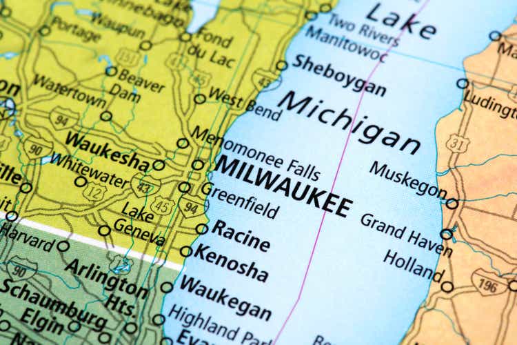 Map of Milwaukee in Wisconsin State, USA