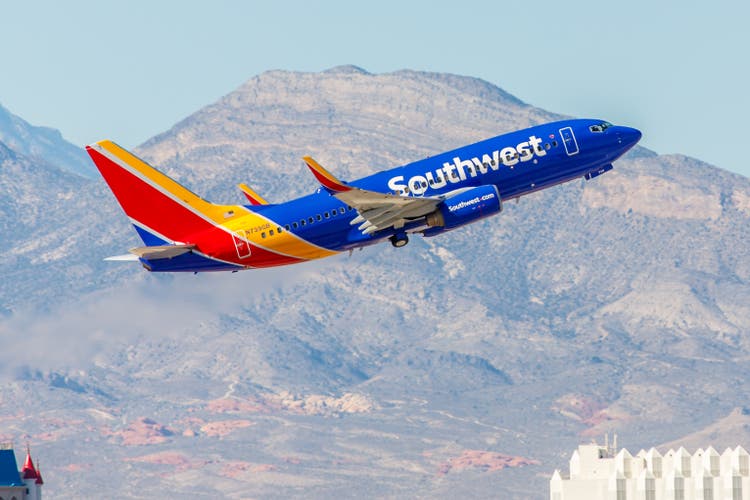 Boeing 737 Southwest Airlines takes off from McCarran International Airport