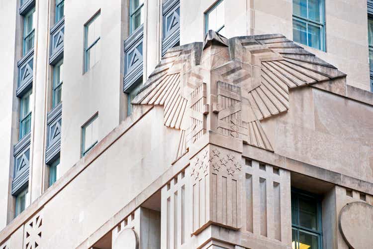 art deco American eagle on Federal Building, New York