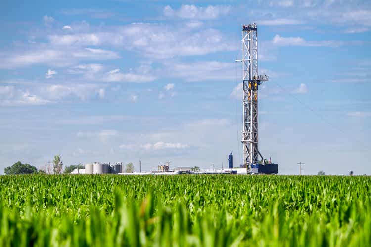 Corn Field Drilling Fracking Rig
