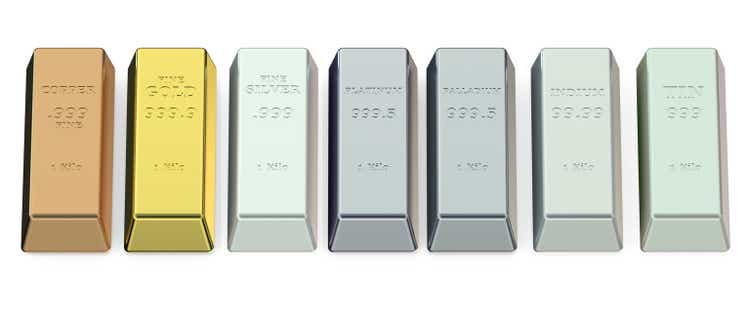 a set of metal ingots