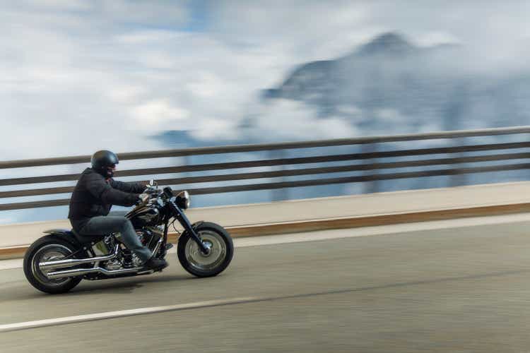 Harley Davidson Rider in the Alps