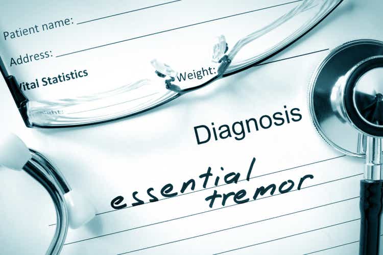 Diagnosis Essential tremor, pills and stethoscope.