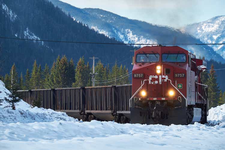 Canadian Pacific train that comes out in winter around the bend