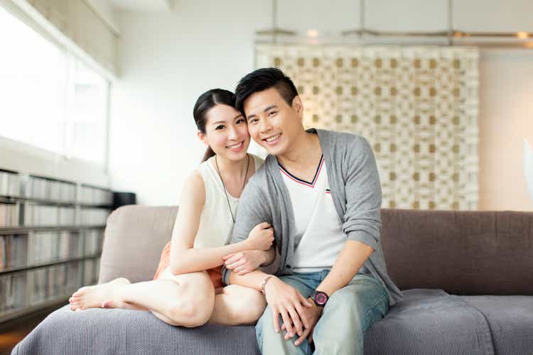 Young Chinese Couple Portrait on Couch