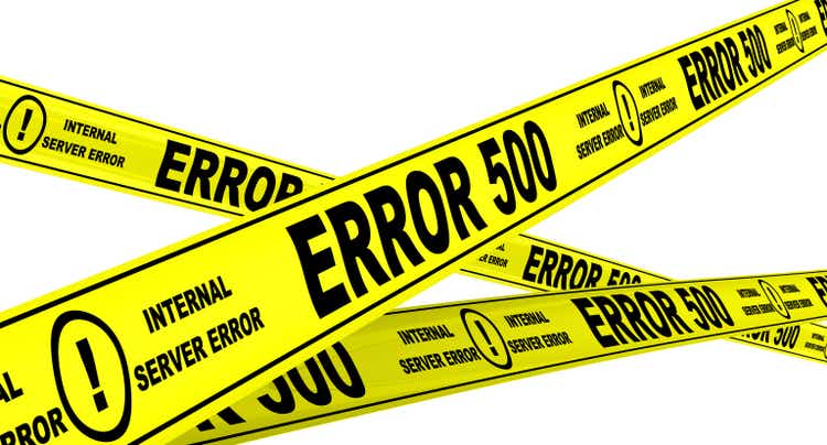 ERROR 500. Yellow warning tapes