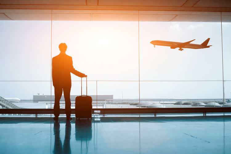 silhouette of person in the airport