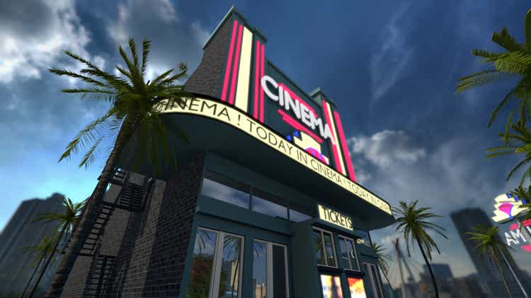 Exterior of a cinema movie theater old fashioned vintage style