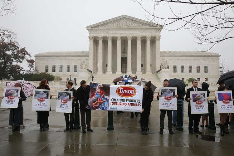 Animal Rights Activists Protest Tyson Foods In Front Of US Supreme Court