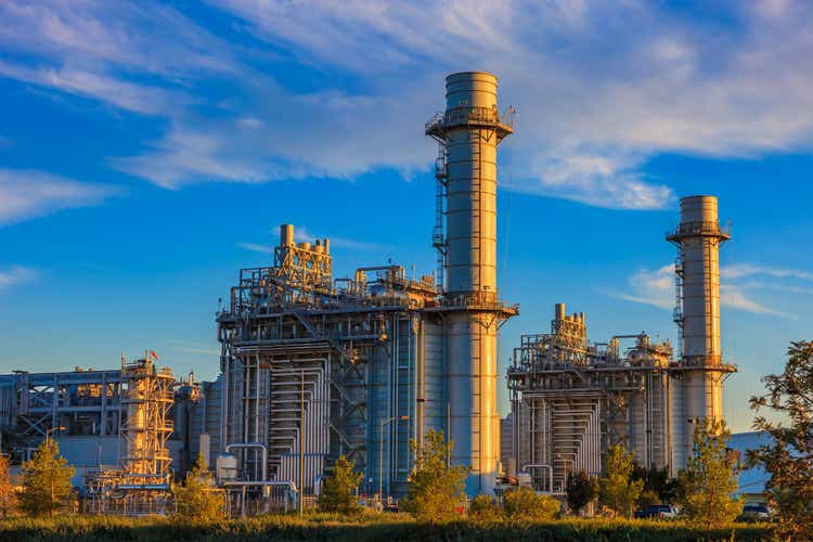 Natural gas fired turbine power plant,fall,field,CA