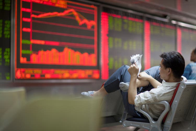 Chinese Citizens Watching Stock Market, Beijing 2015