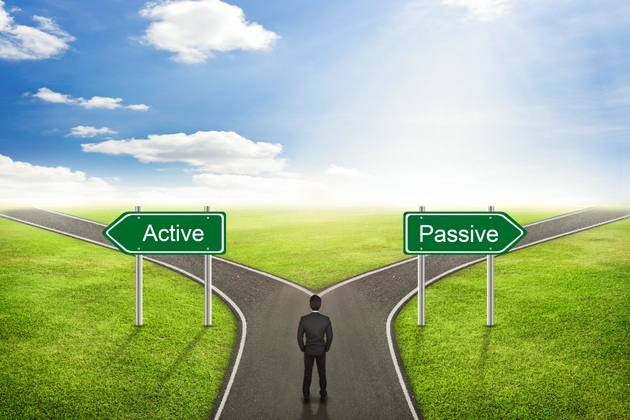 Businessman concept, Active or Passive road to the correct way.