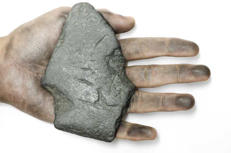 sample of the mineral graphite on hand isolated