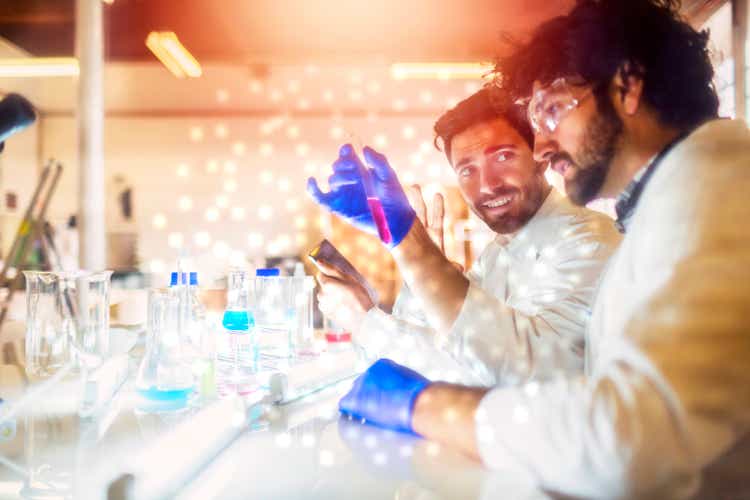 Young scientists in garage laboratory, research, technology