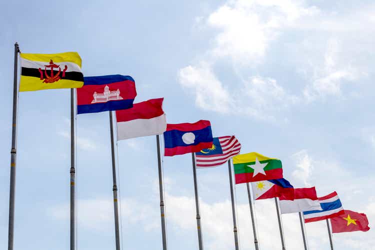 National flags of countries member of AEC (ASEAN economic community