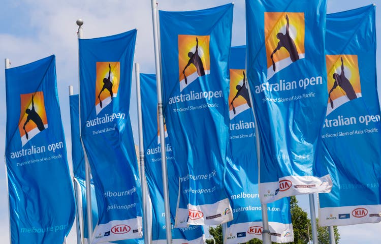 Flags with Australian Open logos