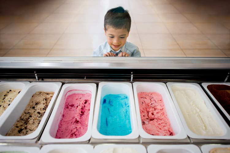 Boy at an ice cream shop