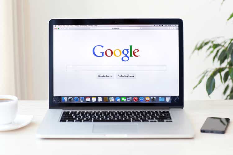 MacBook Pro Retina with Google page on screen