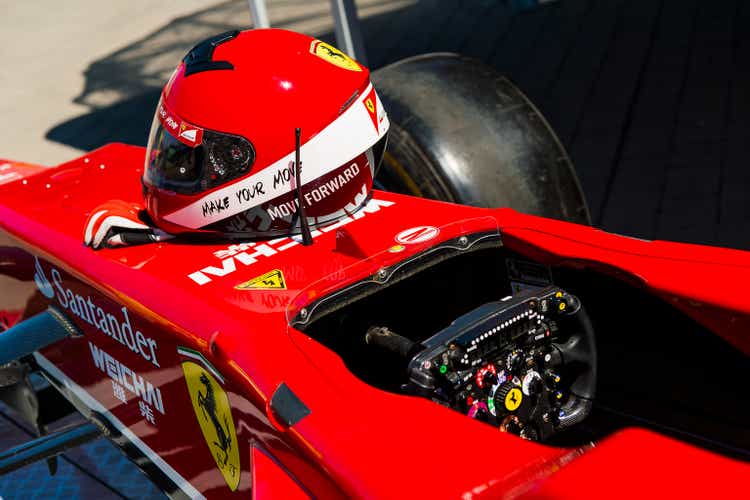 Cockpit of the Ferrari F1 bolide on display