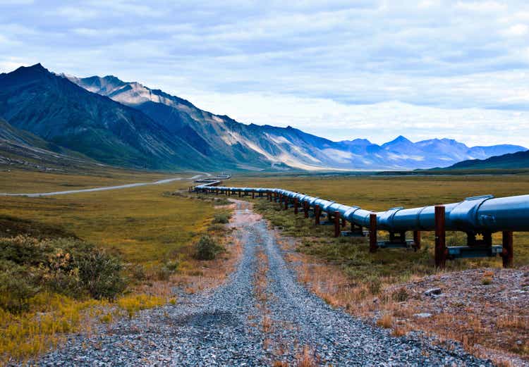Alaskan oil pipeline in the north slope region of alaska