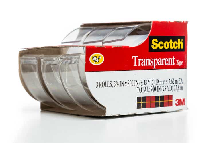 Scotch 3M transparent tape 3 rolls dispenser package