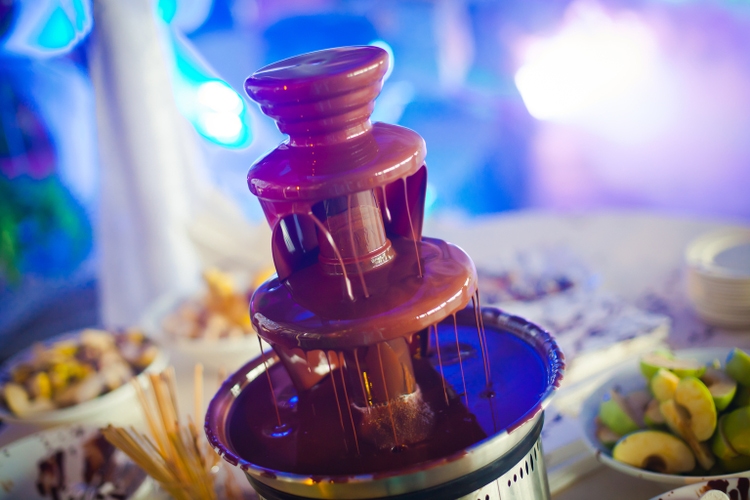 Chocolate Fountain With Fondue, Fruits and Marshmallow on children party