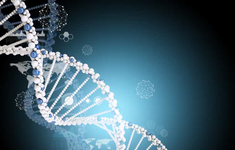 DNA molecule with world map