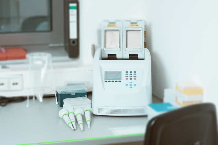 PCR machine for DNA amplification on work bench