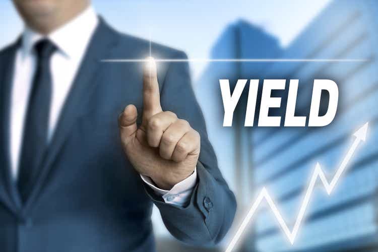 yield touchscreen is operated by businessman