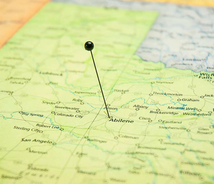 Travel Road Map Of Abilene Texas