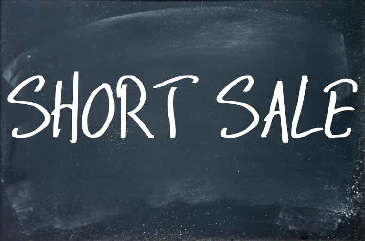 short sale text write on blackboard