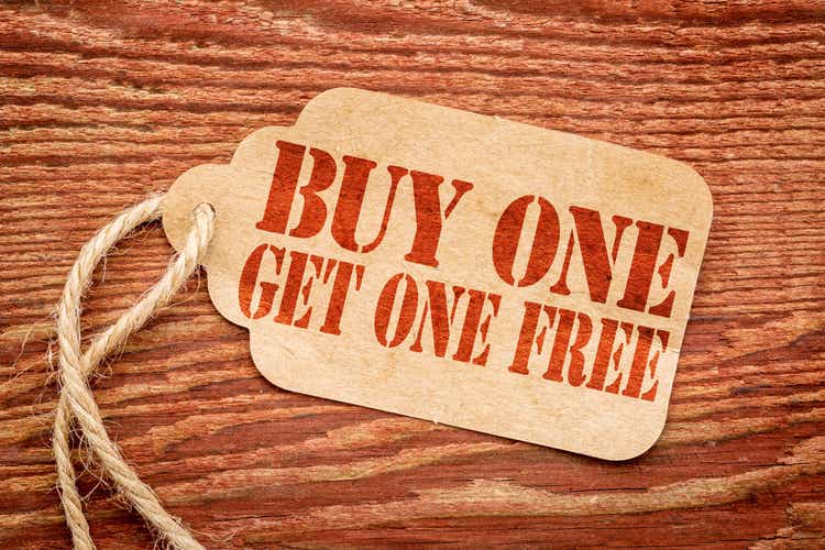 buy one get one free - price tag
