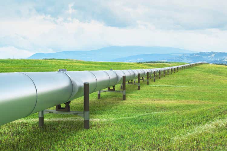 Oil pipeline in a green landscape