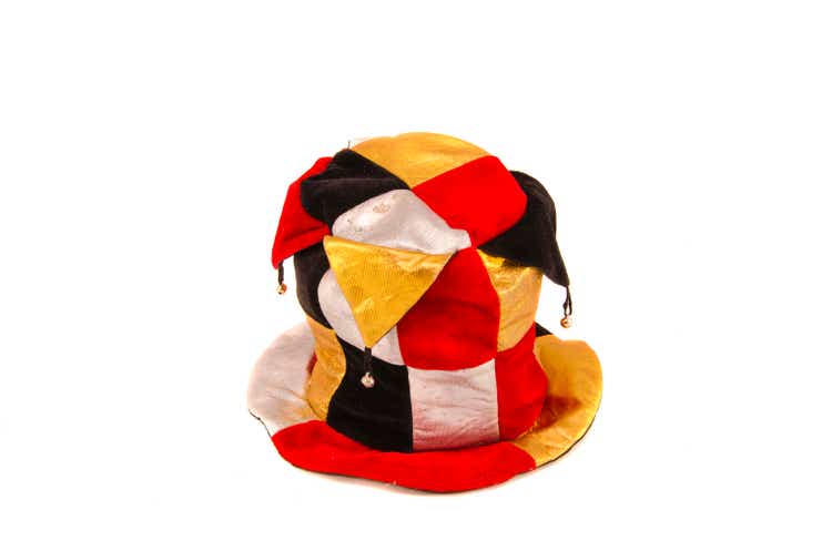 Colorful clown clown hat isolated on white