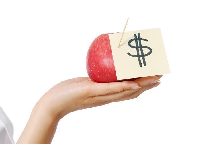 Dollars and an apple
