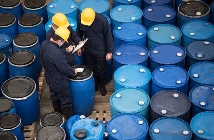 Men working at a chemical warehouse