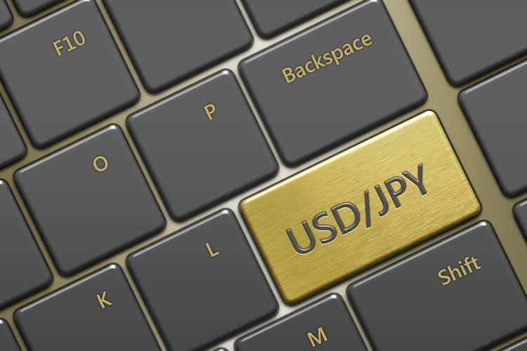 computer keyboard with currency pair: usd/jpy button