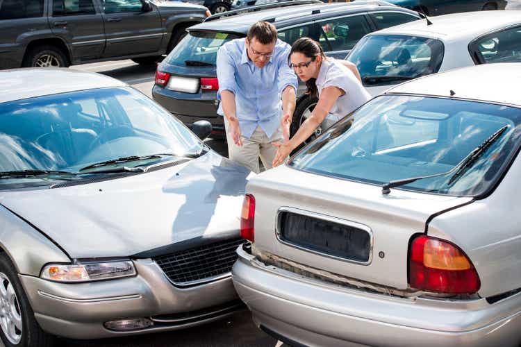 Drivers arguing after accident
