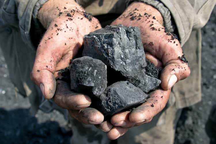 coal miner in the hands of