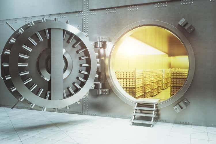 Bank vault with gold stacks