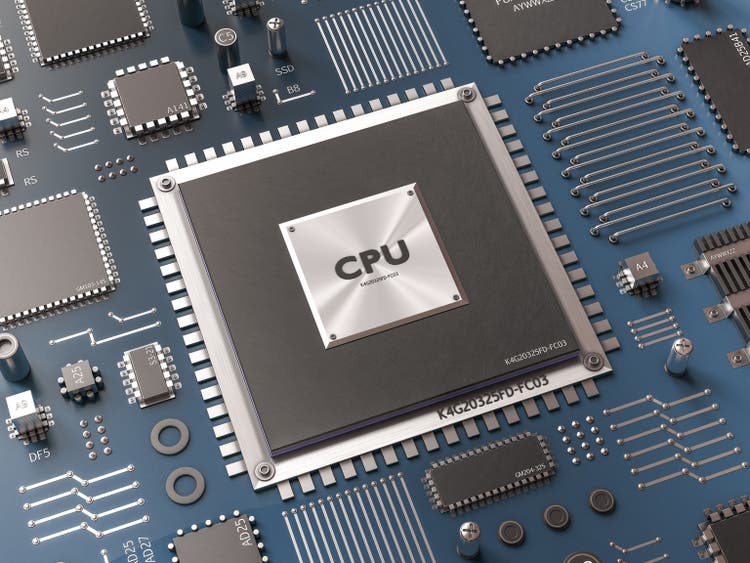 Processor (microchip) interconnected receiving and sending information.