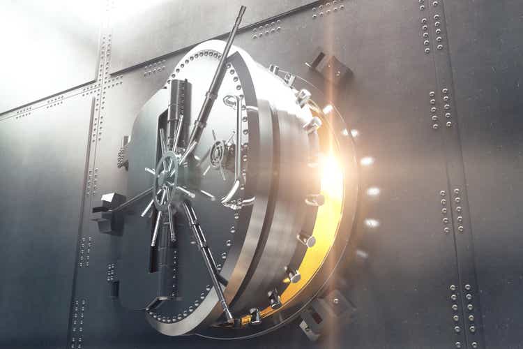Closeup of bank vault door