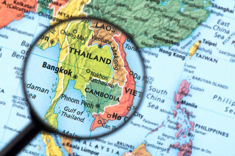 Map of Thailand with Cambodia
