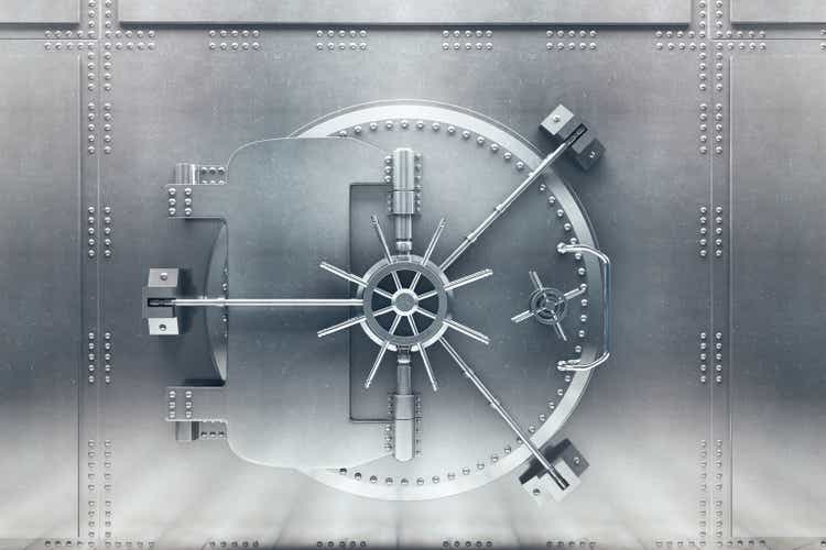 Silver bank vault front