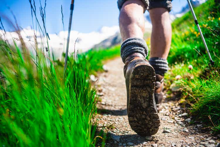 Hiker on mountain trail