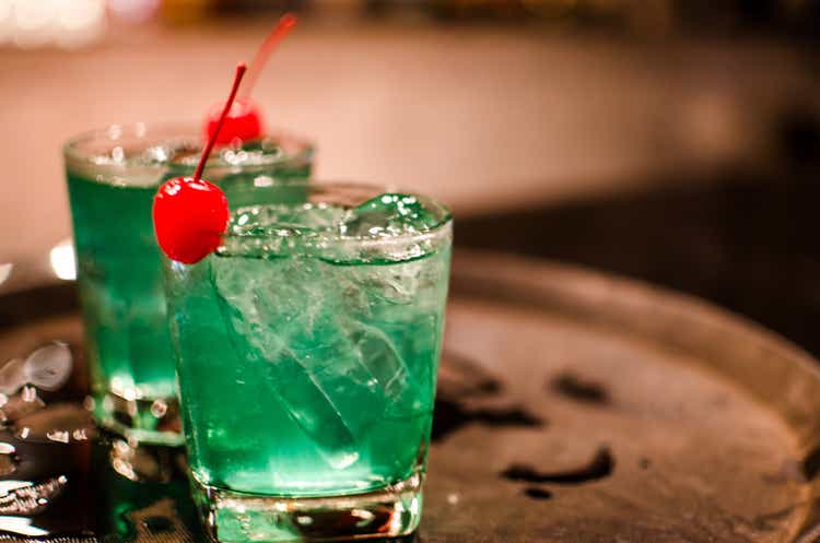 Sapphire Blue Cocktails with red cherry