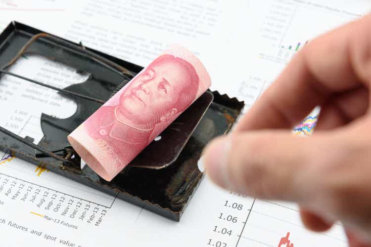 Aufgerollte scroll der chinesischen yuan-Schein der rat trap.