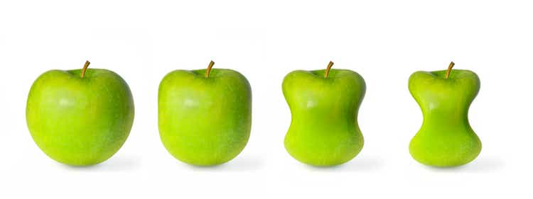 Green apples slimming, diet stages concept