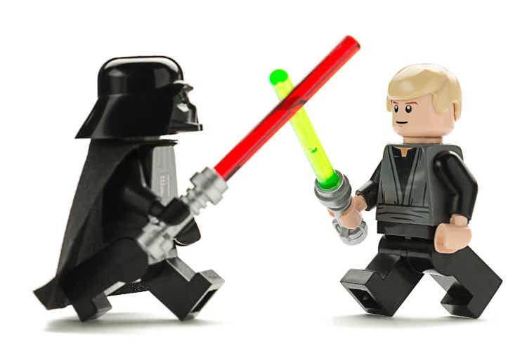 Lego Darth Vader versus Luke Skywalker