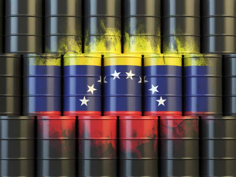 Oil fuel from the concept of energy Venezuela. Drawing the Venezuelan flag on